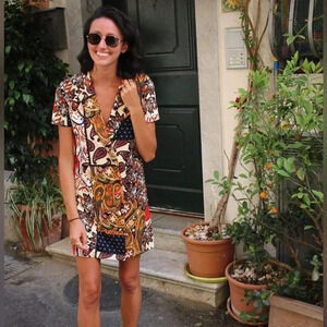 Zara  paisley patchwork blazer dress